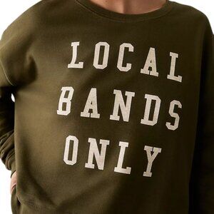 Pilcro Anthropologie Local Bands Only Graphic Sweatshirt Olive Green S
